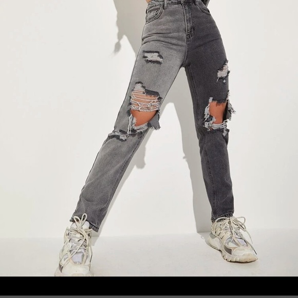 SHEIN Denim - Two tone ripped denim